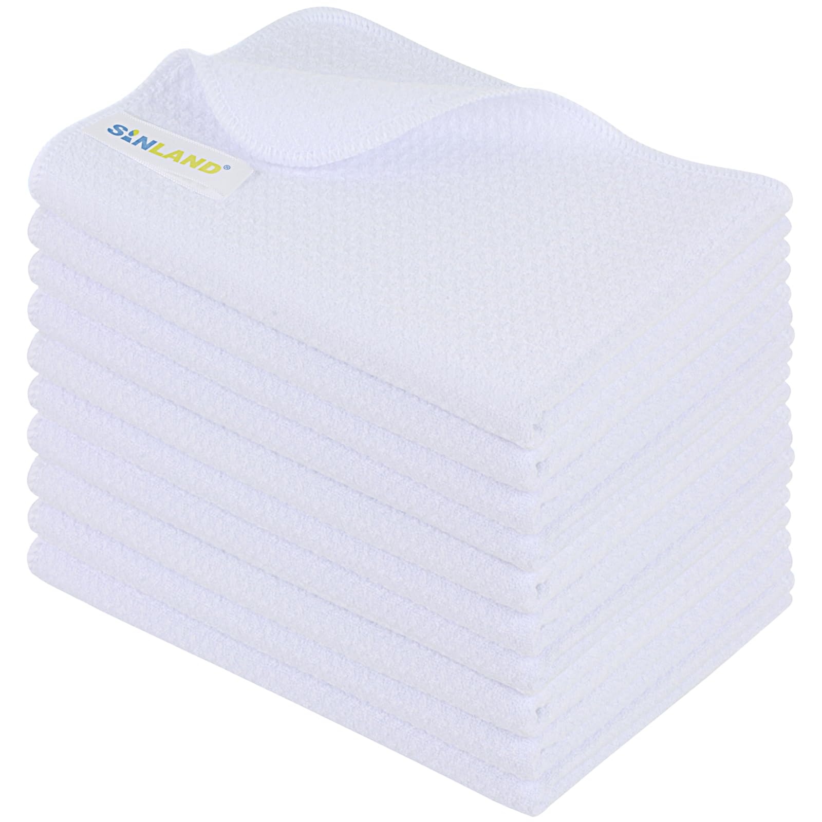 SINLAND Sublimation Blank Towels Kitchen Towel Fast Drying Tea Towel Polyester Dish Towels for Drying Dishes 16 Inch X 24 Inch 10 Pack White
