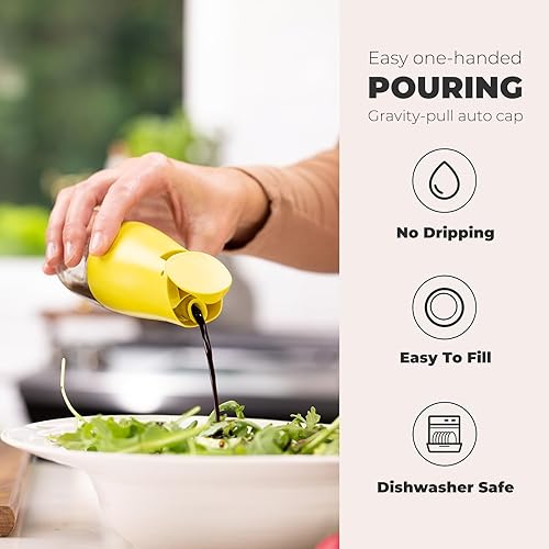 Miniatura 2 de Zuutii Juego de botellas dispensadoras de aceite de oliva y vinagre, dispensador de aceite de vidrio de 5.8 onzas para cocina, botella dispensadora