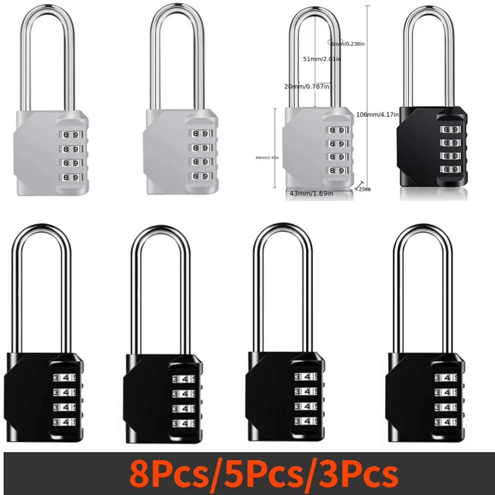 Cadenas Code Cadenas de sécurité à 4 Chiffres en Alliage de Zinc, Serrure à Combinaison for tiroir, Armoire, Salle de Sport, Serrure de Porte antivol extérieure(8)
