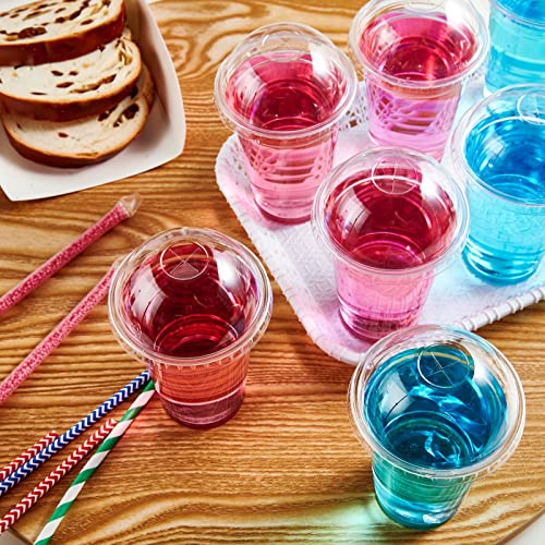 [200 PACK] 10 oz Clear Plastic Cups With Dome Lids, Disposable Drinking Cups, 10 oz Plastic Cups for Smoothie, Slurpee, or Any Cold Drinks - Thumbnail 6
