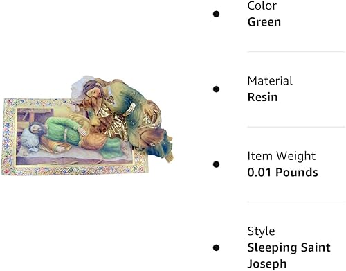Miniatura 6 de Patron Saint Statue Estatua de San José durmiente católica pintada a mano con tarjeta de oración de 4 pulgadas