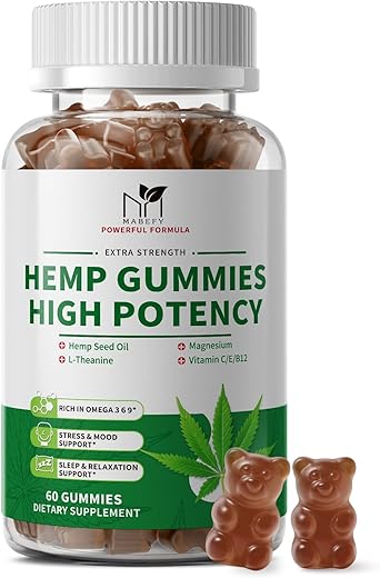 2 Pack Hemp Gummies for Sleep, Relaxation - Extra Strength with Magnesium & Vitamins - High Potency Natural Hemp Oil Extract Supplement, Vegan Gummy Bears