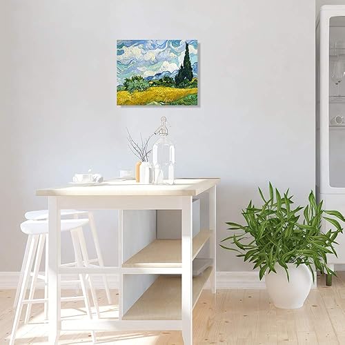 Miniatura 3 de A&T ARTWORK Campo de trigo con cipreses de Van Gogh The World Classic Art Reproductions, impresiones en lienzo giclée para decoración del hogar, 20
