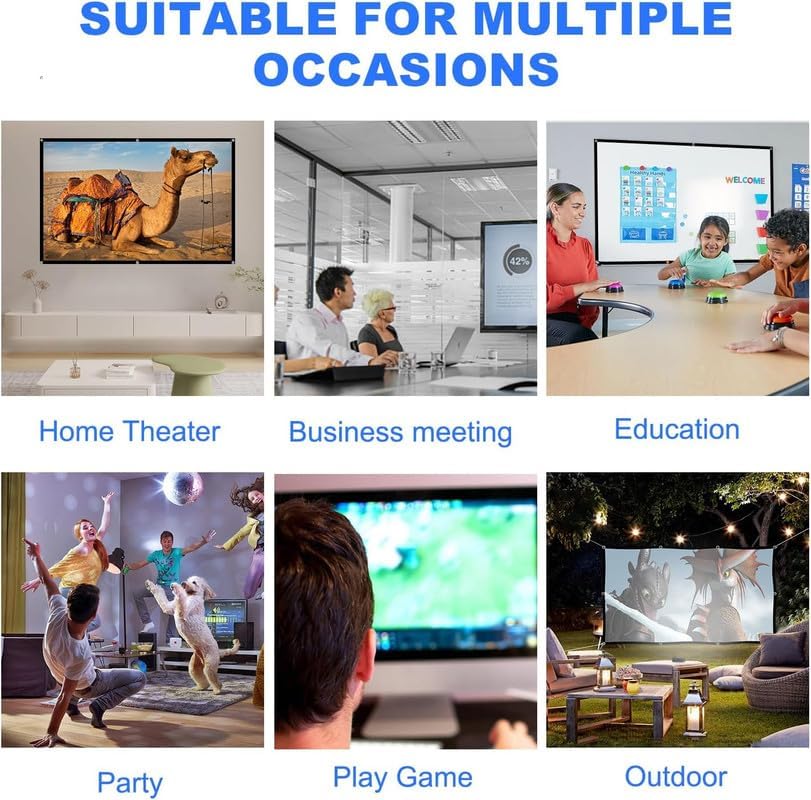Image of 100 Inches Diagonal Foldable Projector Screen 16:9 Aspect Ratio (87 inch(W) X49(H)) HD, 4K, Full White Matte Projection | Easy Carry | Anti-Crease Viewing for Home Movies, Office, Classroom