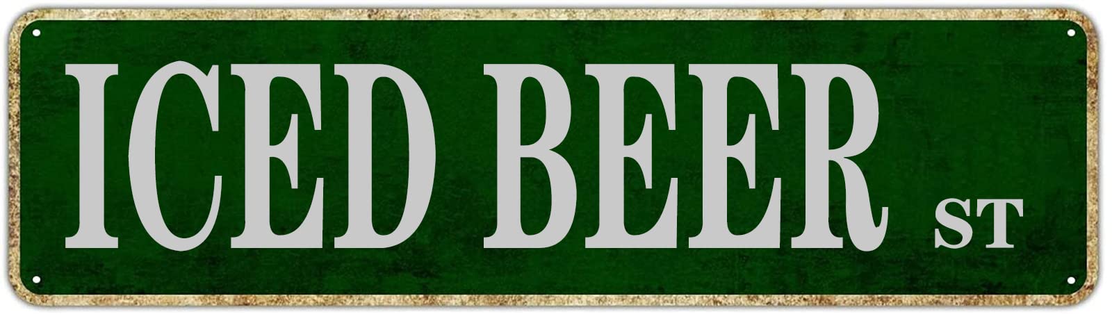 Iced Beer St Vintage Tin Signs Art Plaque Aluminum for Bedroom Garden Wall Barn Coffee Hanging Decor 4x16 Inch