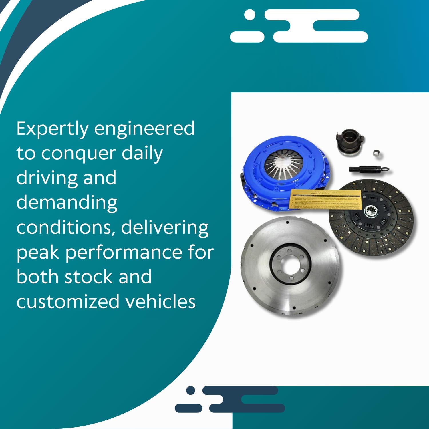 EFT Stage 2 Clutch Kit & HD Flywheel for 94-04 Jeep Cherokee Wrangler Grand Cherokee 4.0L OHV 6Cyl - Heavy Duty Performance Upgrade For Smooth Engagement - Precise Fit - Offers 12 Month Brand Warranty