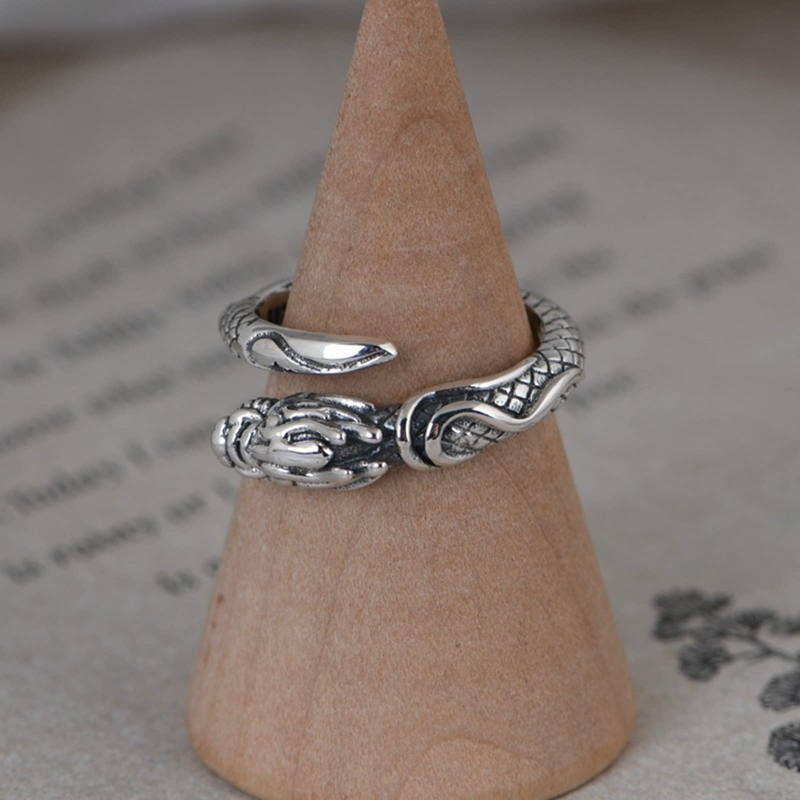 KnSam Ringe Sterling 925 Silber, Drache Form Eheringe für Männer für Herren, Vintage Biker Retro Ring, Echt Silber Schmuck