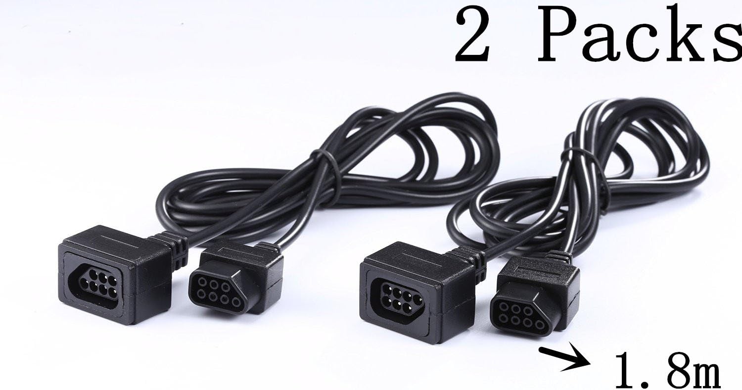 QKILL 2 Packs Replacement 6ft Controller Extension Cables Compatible with Nintendo NES NES Extension Cables nes extension cord