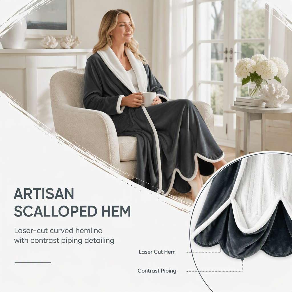 Accappatoio riscaldato con piedi, coperta riscaldata indossabile con tasca per i piedi, accappatoio elettrico riscaldato, 9 livelli di riscaldamento, spegnimento automatico, in flanella