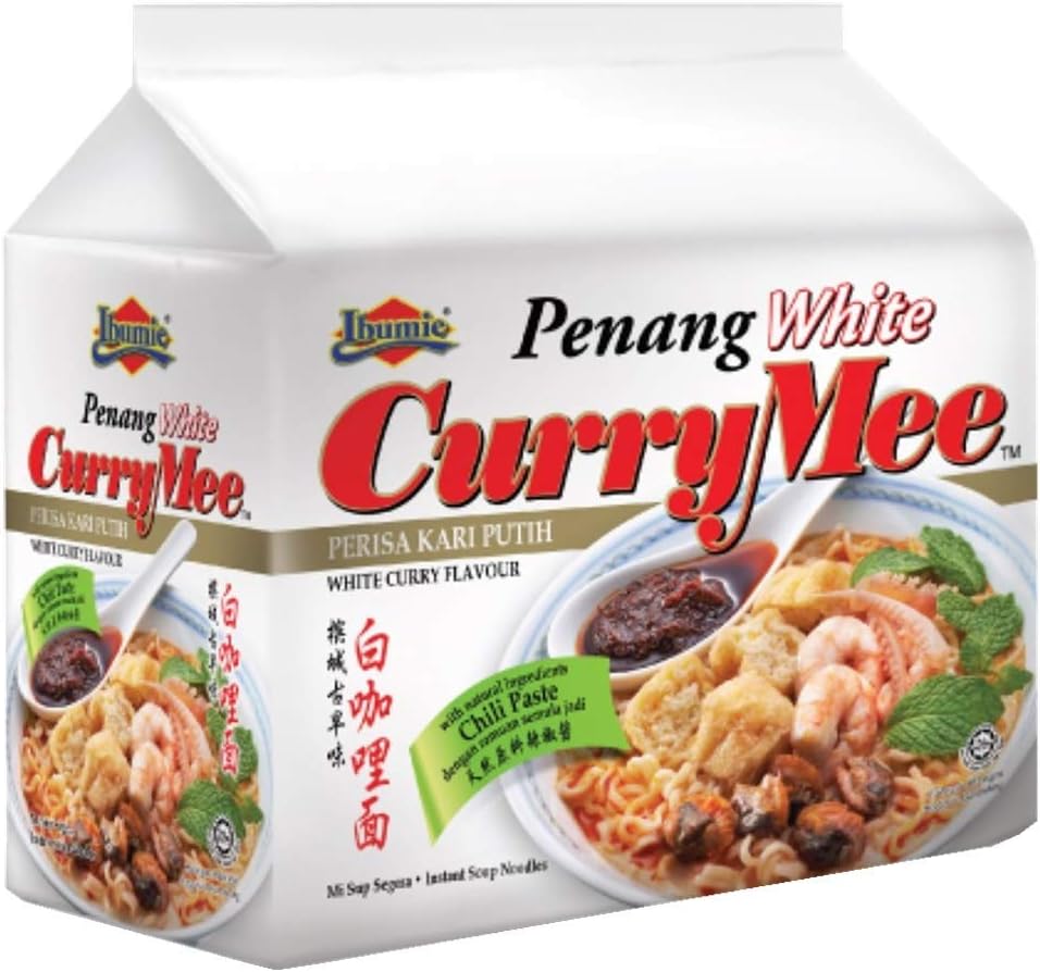 Ibumie Penang White Curry Mee / Fragrant & Spicy, Rich & Creamy Broth, Authentic Piping Hot Flavor from Food Heaven, Penang Malaysia (4 packets x 105g)