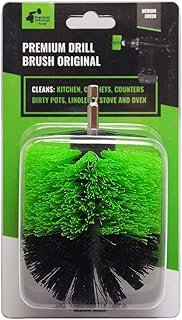 Brosse de perceuse de qualité supérieure, moyenne, verte 8,5cm, récureur professionnel-Ne raye pas les surfaces - Convient pour cuisine, cuisinière et four, armoires, comptoirs