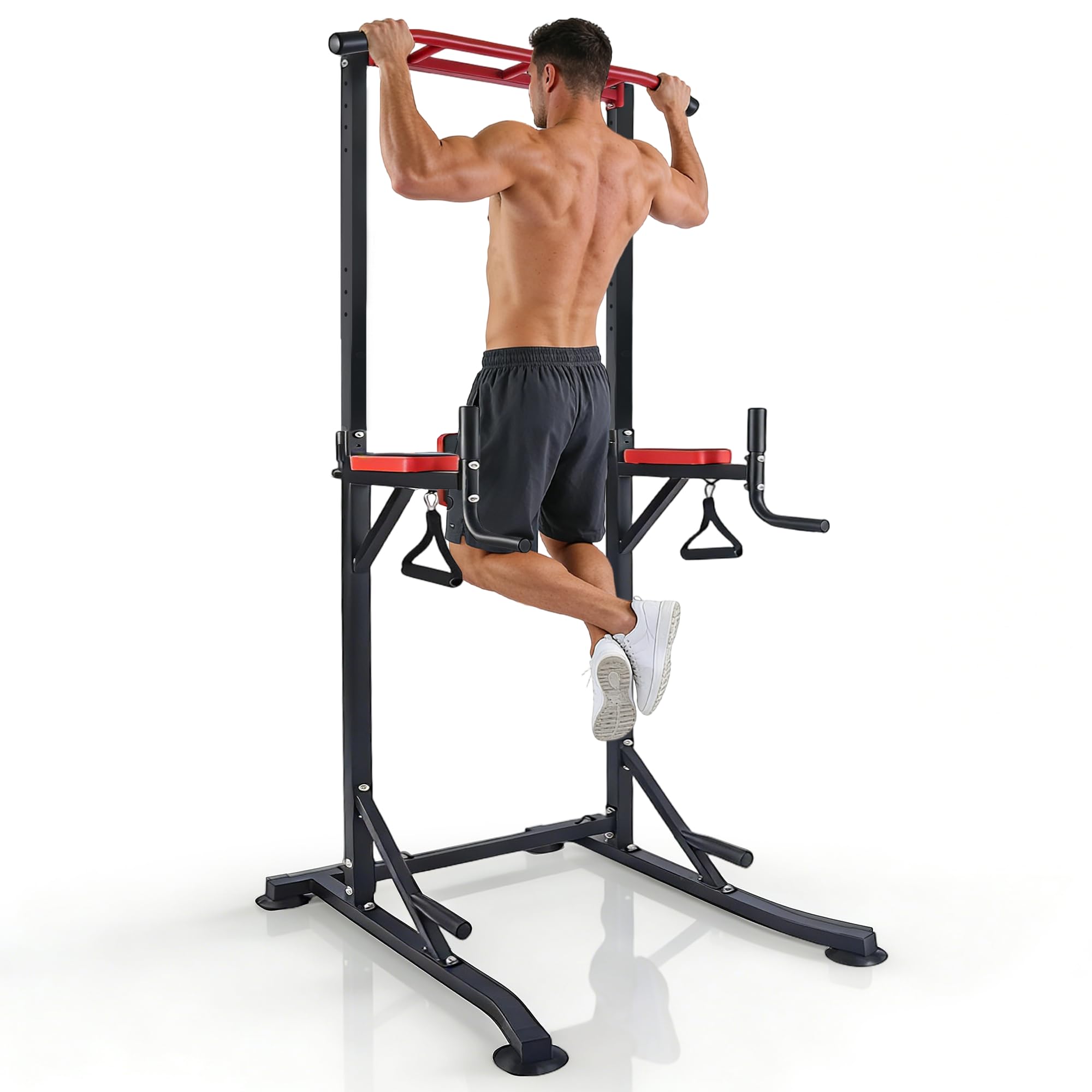 Klimmzugstange Freistehend Power Tower - Multifunktion Dip Station - Klimmzug Dip Station - Pull Up Station mit Einstellbarer Höhe - Freistehende Klimmzugstange Krafttraining für Zuhause