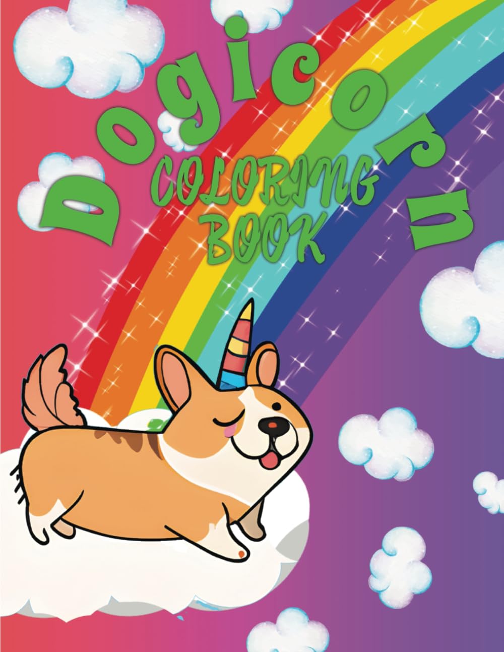 Dogicorn coloring book, dog unicorn coloring book, dogicorn book, magical creatures coloring book