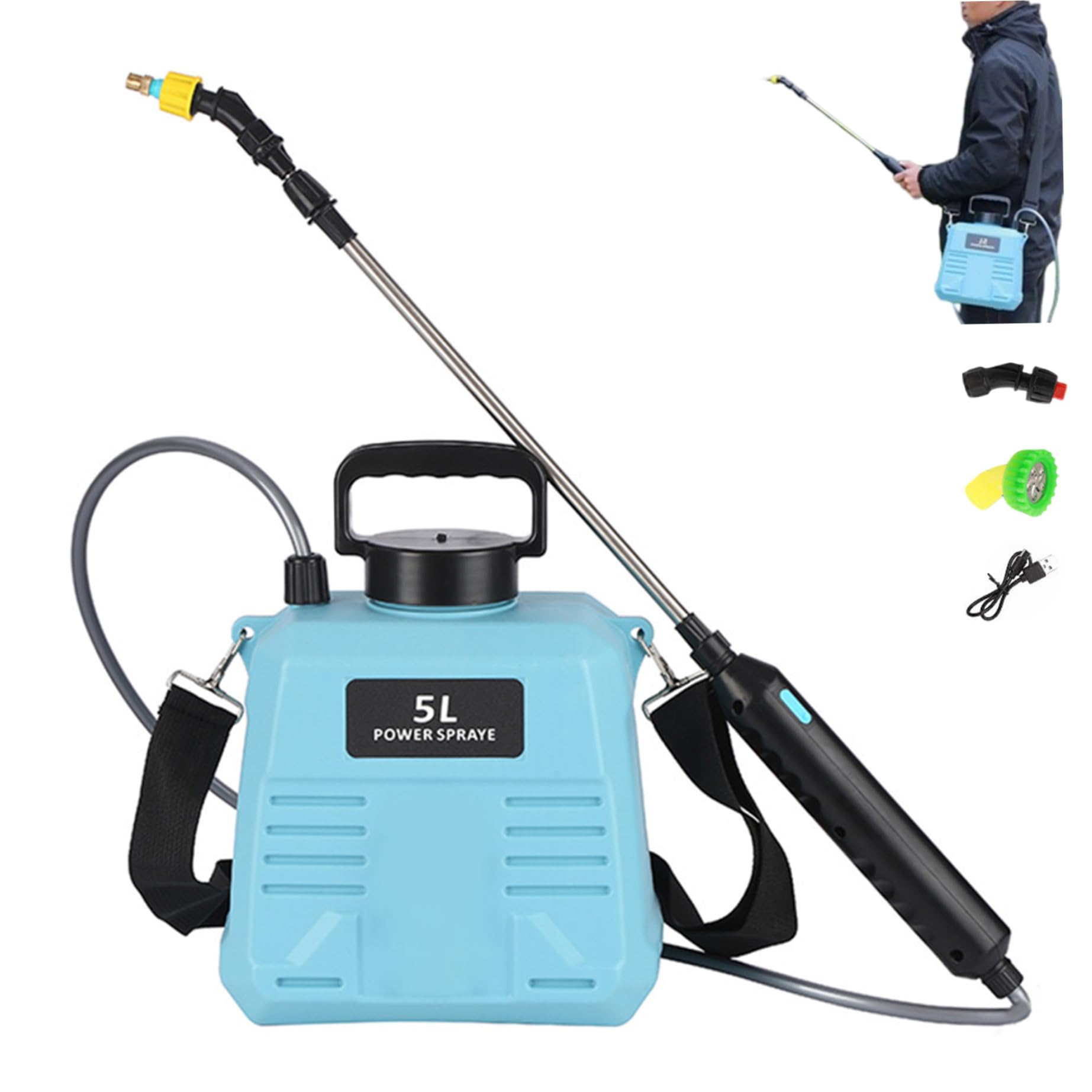 Pulvérisateur de sac à dos électrique 5L pour désherber sans fatigue et sans effort dorsal