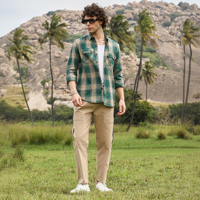 Image of CAHOOT Men's Shirt for Casual Wear | Spread Collar | Long Cuffed Sleeves | Button Closure | Shirt Crafted with Comfort Fit for Everyday Wear