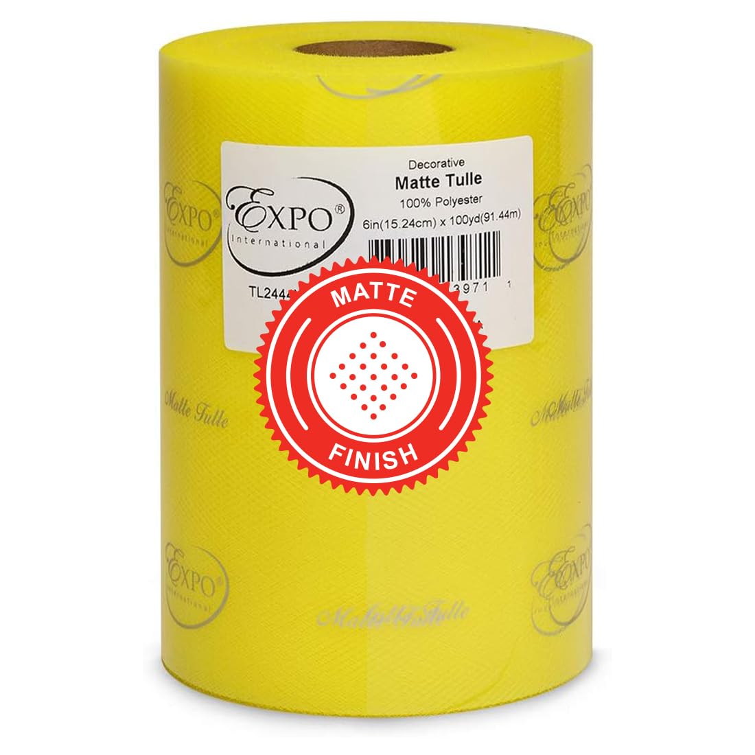 Expo International Decorative Matte Tulle Spool of 6 inch X 100 yards | Yellow