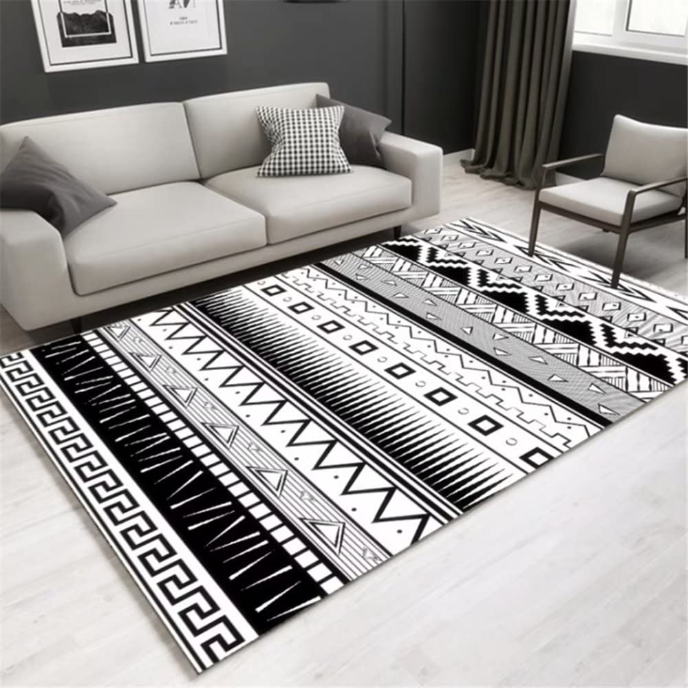 Tapis de salon gris lavable en machine à motifs géométriques pour un entretien facile au quotidien