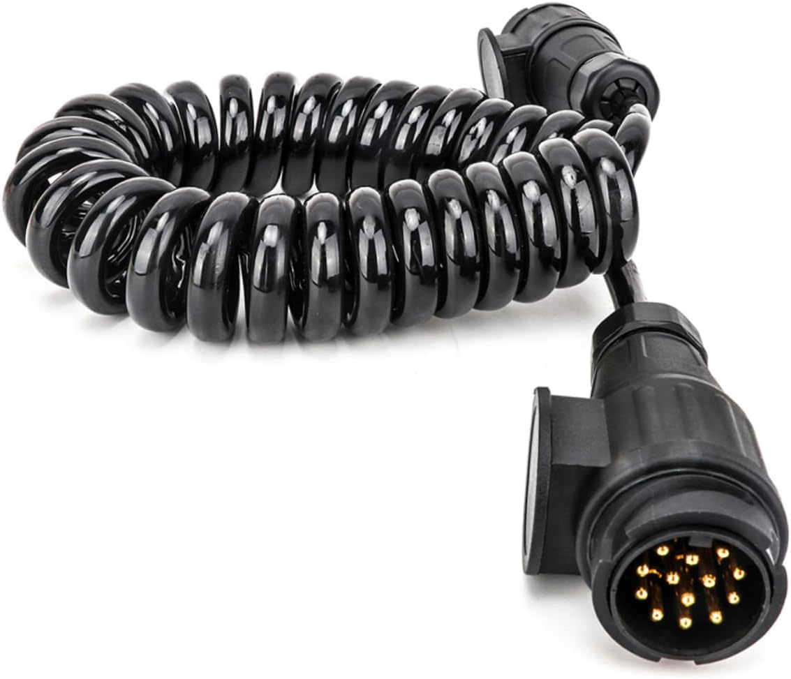 Unomor 13 Pin Trailer Connector Plug Socket Spring Extension Wire Heavy Duty 13 Way Trailer Wiring for Trucks and RVs