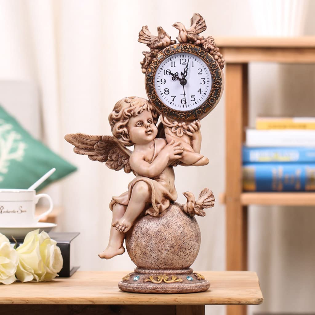 ゴールド 天使の置時計 ローマ数字 Amazon｜置時計天使彫刻装飾卓上時計家の装飾サイレントスイープ秒機