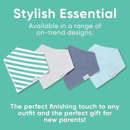 Miniatura 6 de Copper Pearl Paquete de 4 baberos de algodón suave para babeo y dentición, baberos absorbentes para bebés niñas y niños, ajustables para adaptarse a