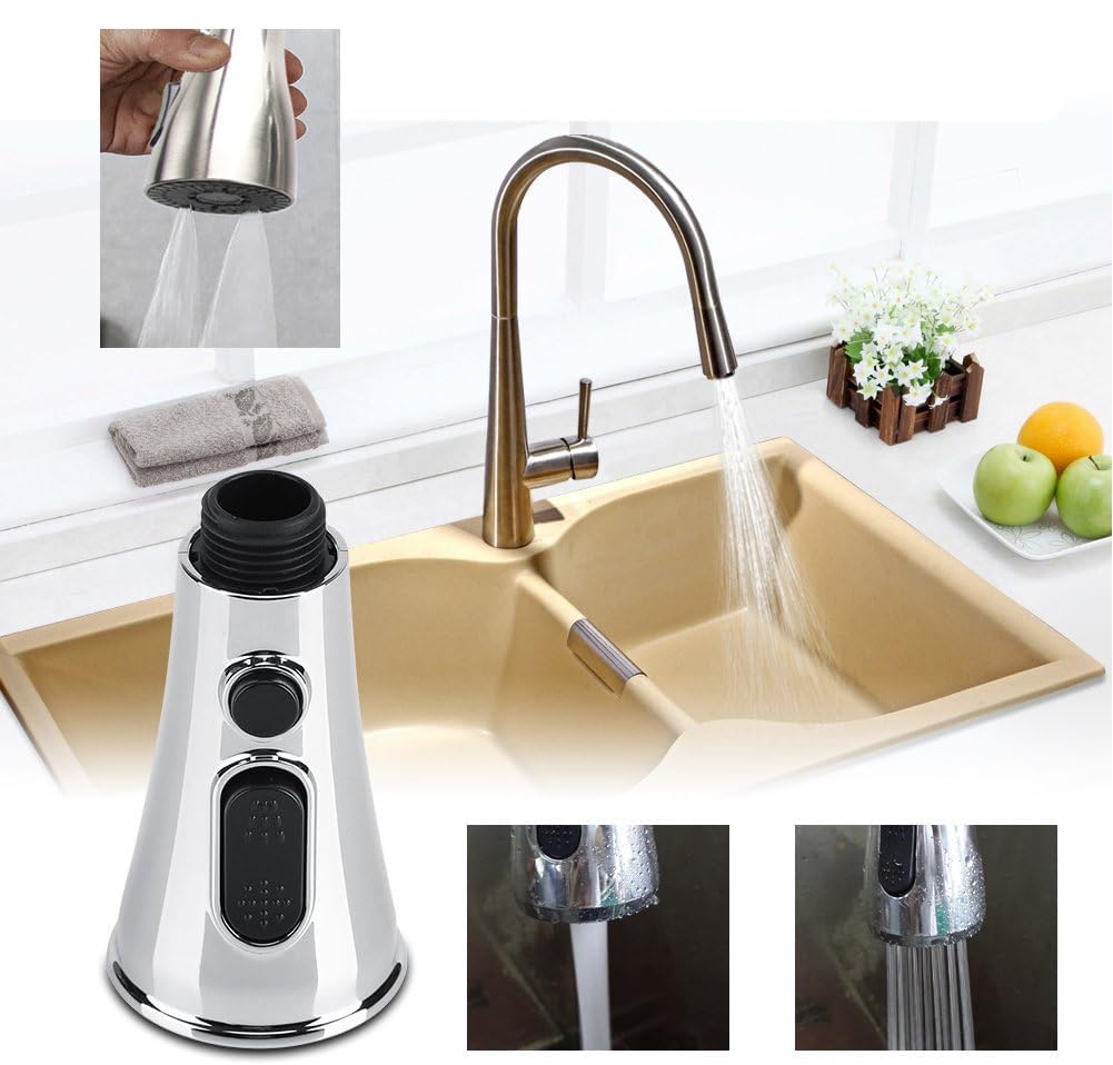 Douchette de Robinet de Cuisine 3 Modes 360° avec Bouton Pause et 9 Adaptateurs Universels