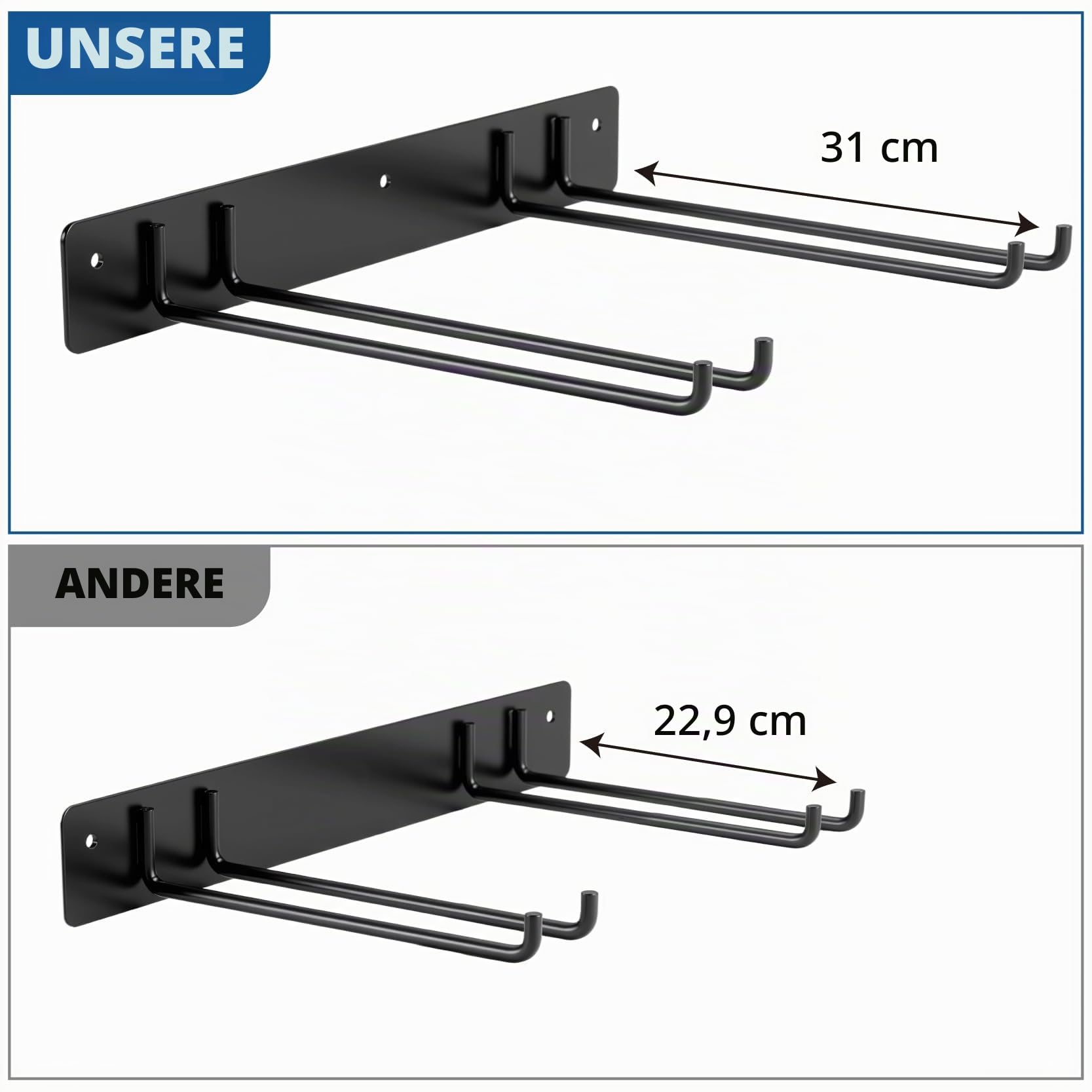 Sinoer Tool Organizer Wandhalterung, Garage-Aufbewahrungslösung, klappbarer Stuhlbeinhaufen, Gartengeräteaufbewahrungshaken, verlängerte Version, rostfrei, Tragfähigkeit 240 Pfund- 4-teiliges Set