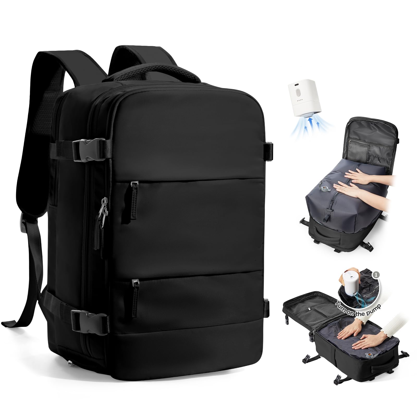 SZLX Zaino A Vuoto Bagaglio A Mano Donna, Zaino Airbag Con Sistema Di Vuoto Per Viaggi, Ryanair Viaggio Ruscksack Dimensione Cabina Con Pompa Impermeabile Uomo Valigia A Vuoto