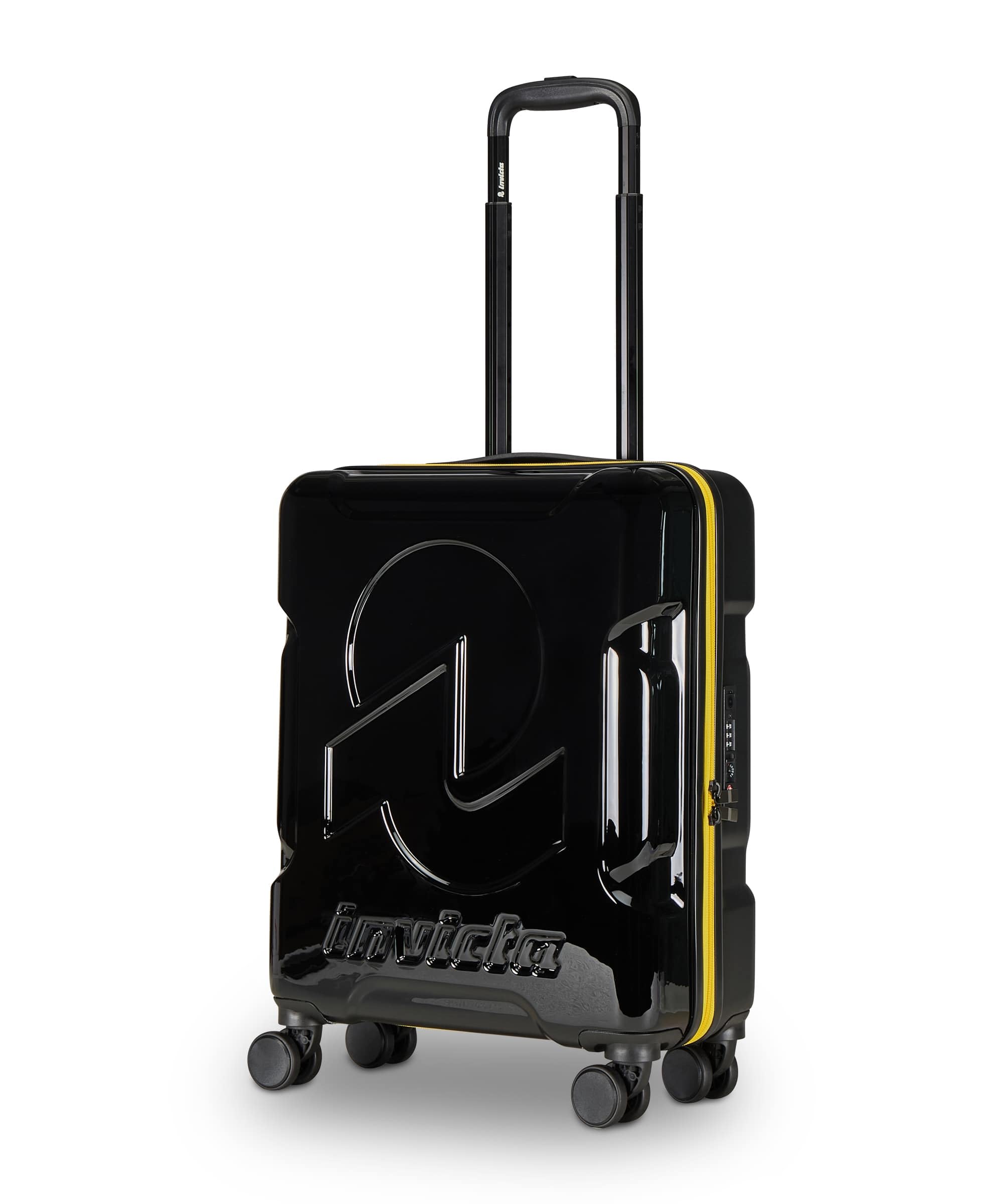 Invicta Trolley Travel - Bagaglio a Mano - Nero - 33 Litri, Rigido da Cabina con 4 Ruote Girevoli + INVICTA Zaino, MINISAC NEXT, Richiudibile e Tascabile, Viaggio & Tempo Libero,