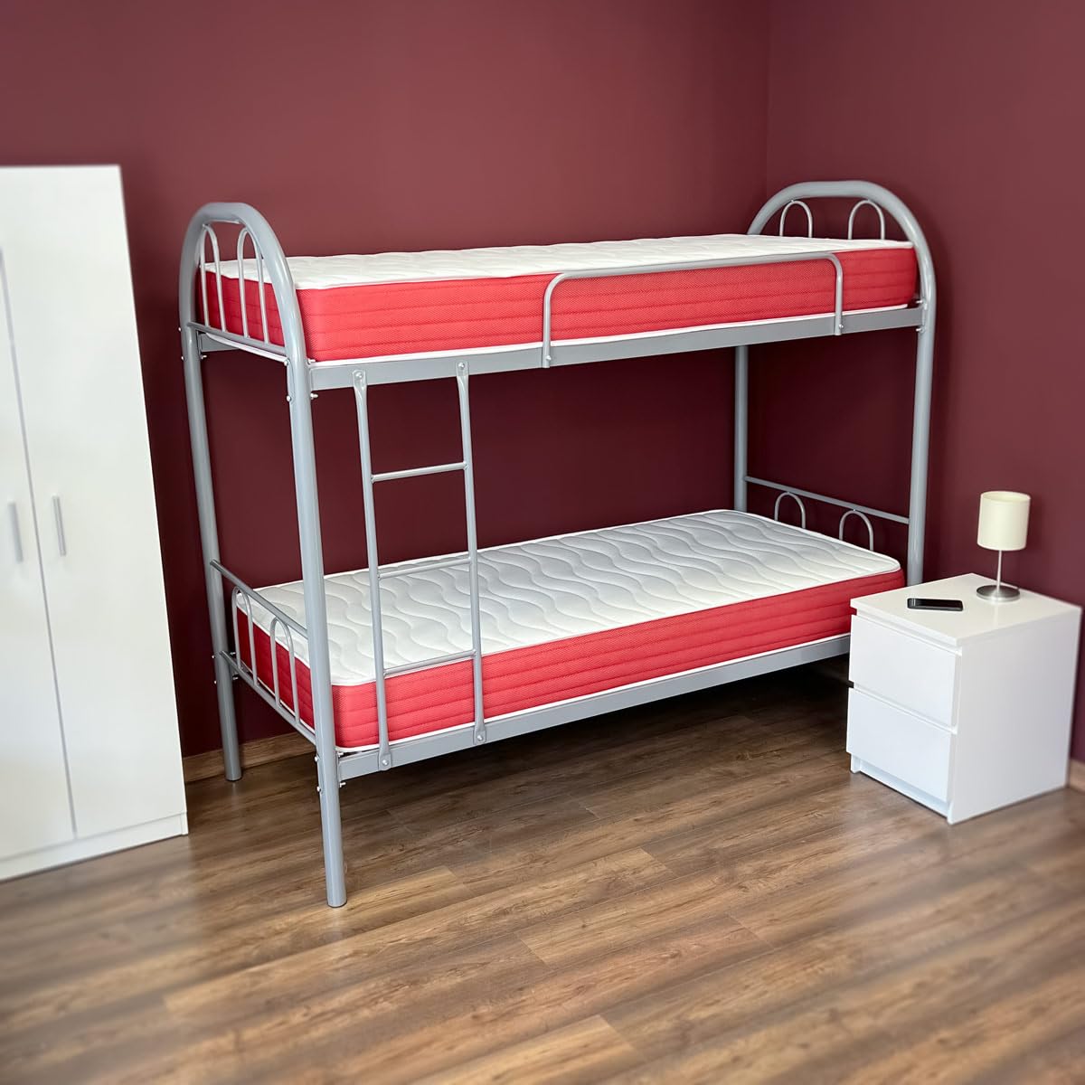 Duérmete Online Litera Reforzada Completa con Barandilla y Escalera Metálica Modelo Carla 90x190