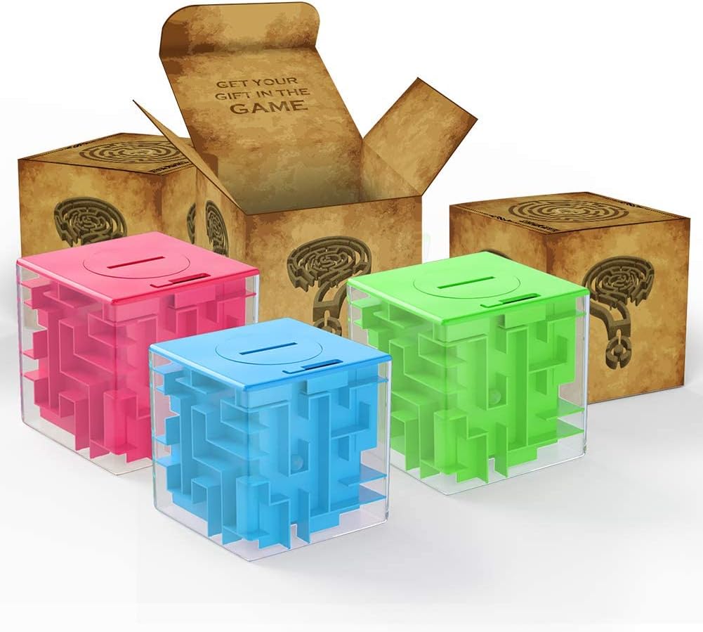 ThinkMax Money Maze Puzzle Box for Kids and Adults, Perfect Money Holder Maze Puzzle Gift Box (3 Pack)