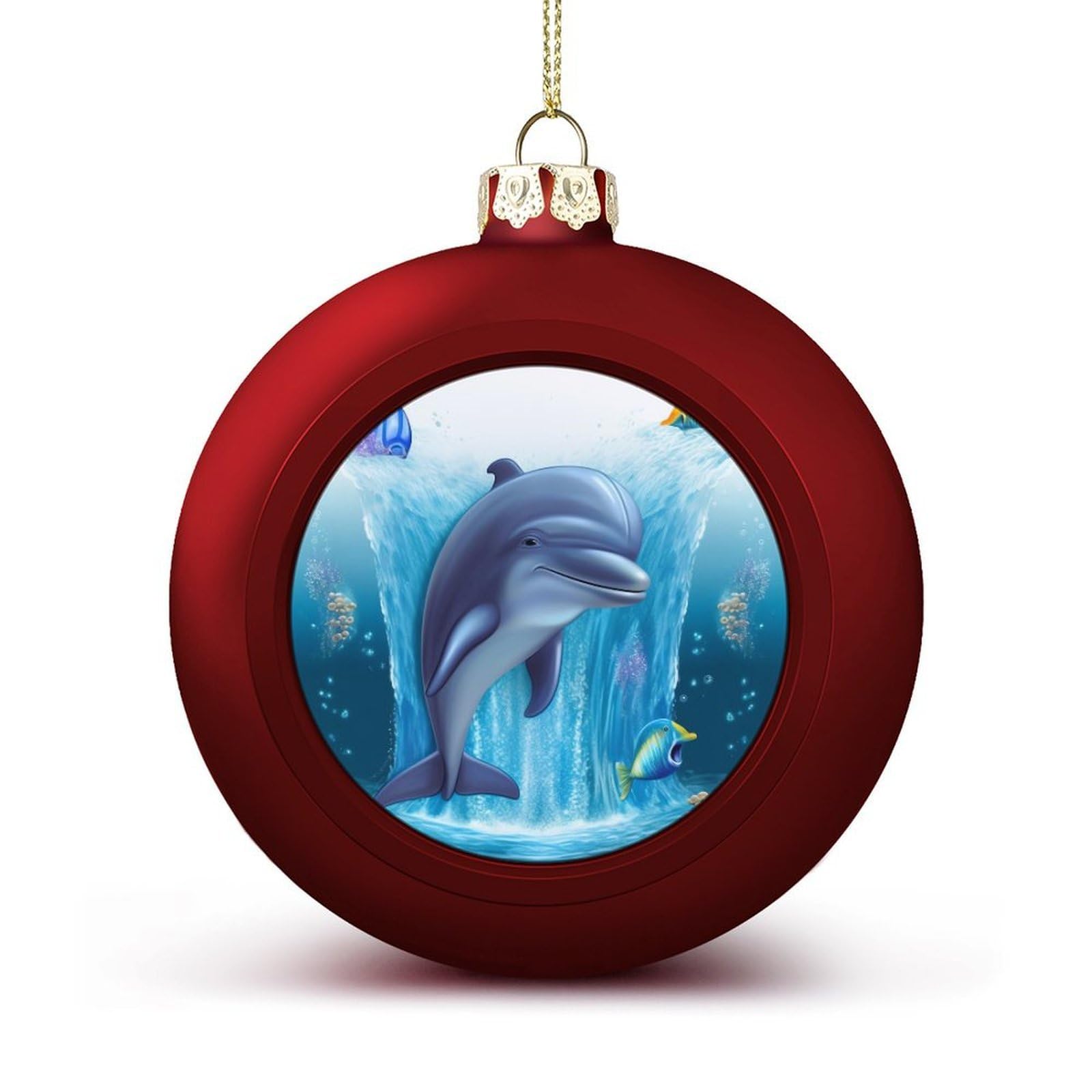 Dolphin Christmas Balls Ornaments for Xmas Christmas Tree 1.6" Hanging Shatterproof Xmas Balls Hanging Decor Pendants for Holiday Party Outdoor Indoor DIY Craft Supplies