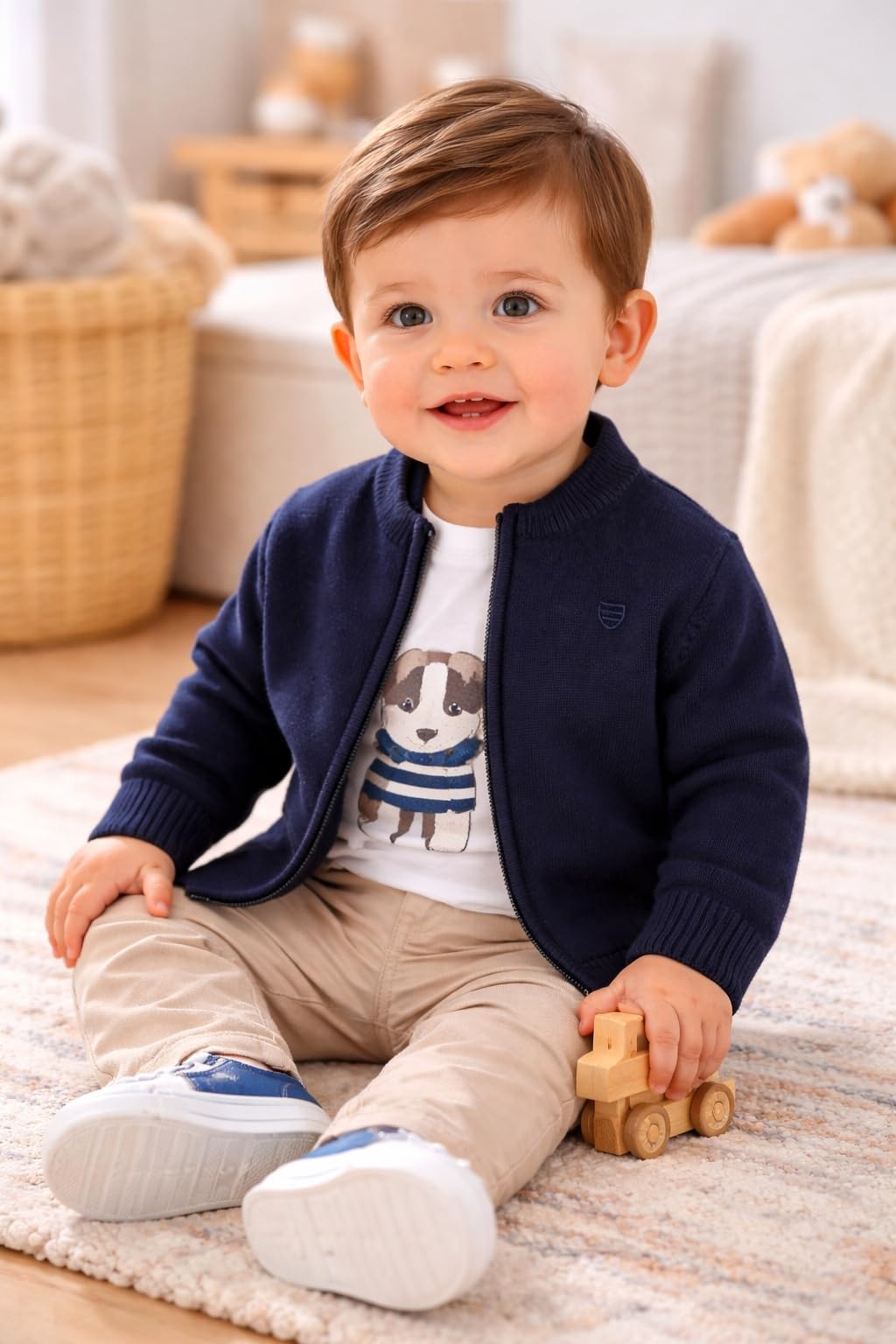 Generico Cardigan Baby con Zip – Maglia in Cotone Morbido a Manica Lunga per Neonato