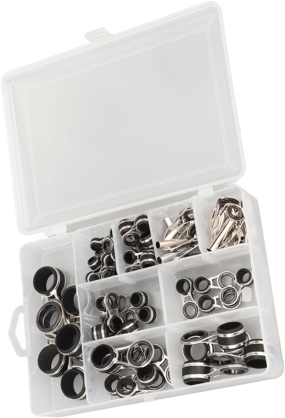 Generic 55Pcs Stainless Steel Ceramic Fishing Rod Guides Set Prevent Tangling for Saltwater and Freshwater Fishing Enthusiasts Rod Guide Rings