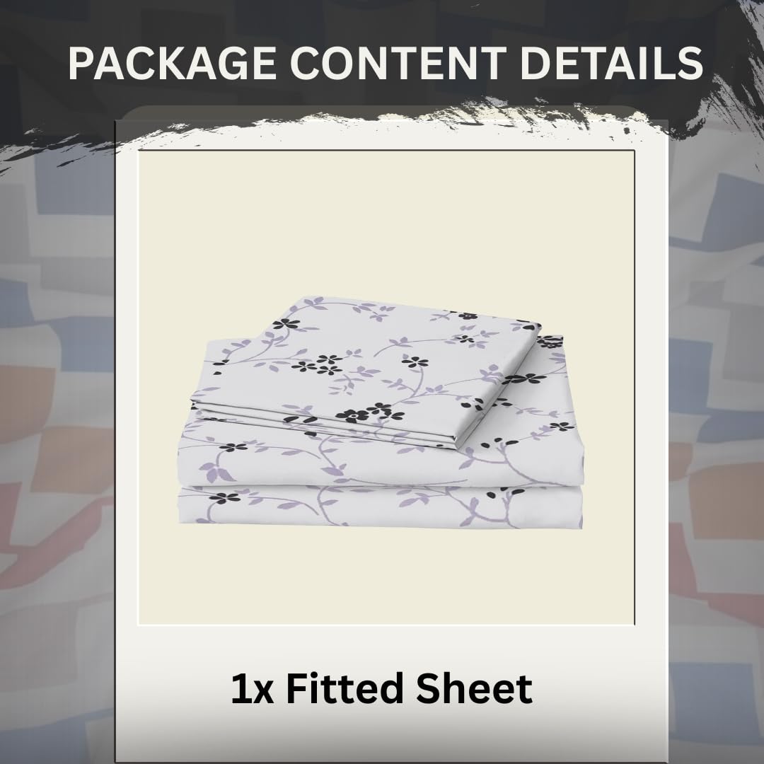 EverSoft Bedding 1PCS Floral Fitted Sheet Small Double Size Extra Deep 35cm Pocket 4ft Soft Breathable Printed Mattress Cover - Image 2