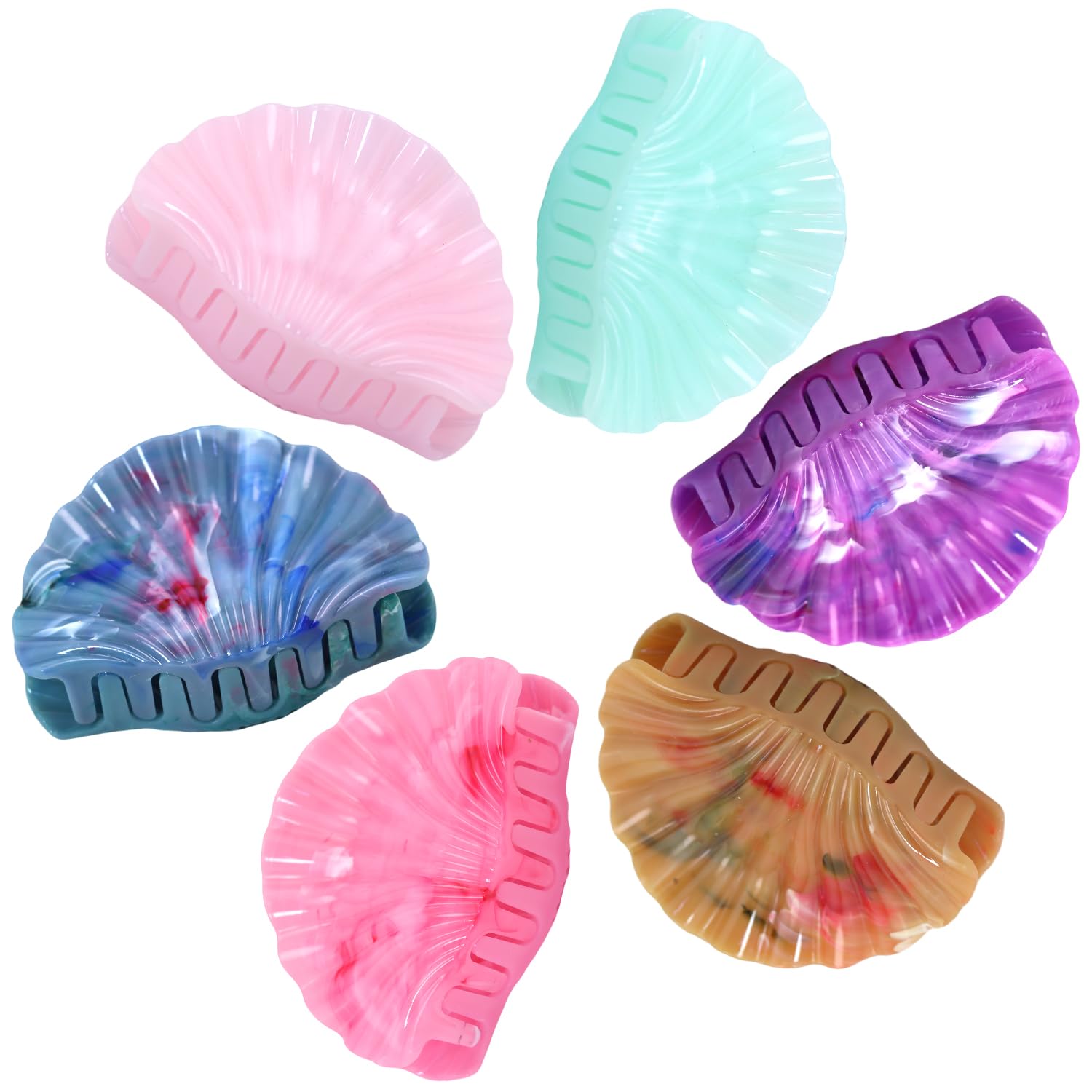Seashell Hair Claw Clip for Women, Beach Wedding Hair Accessories, Summer hair clips Non-Slip Shell Design (Bright color series)