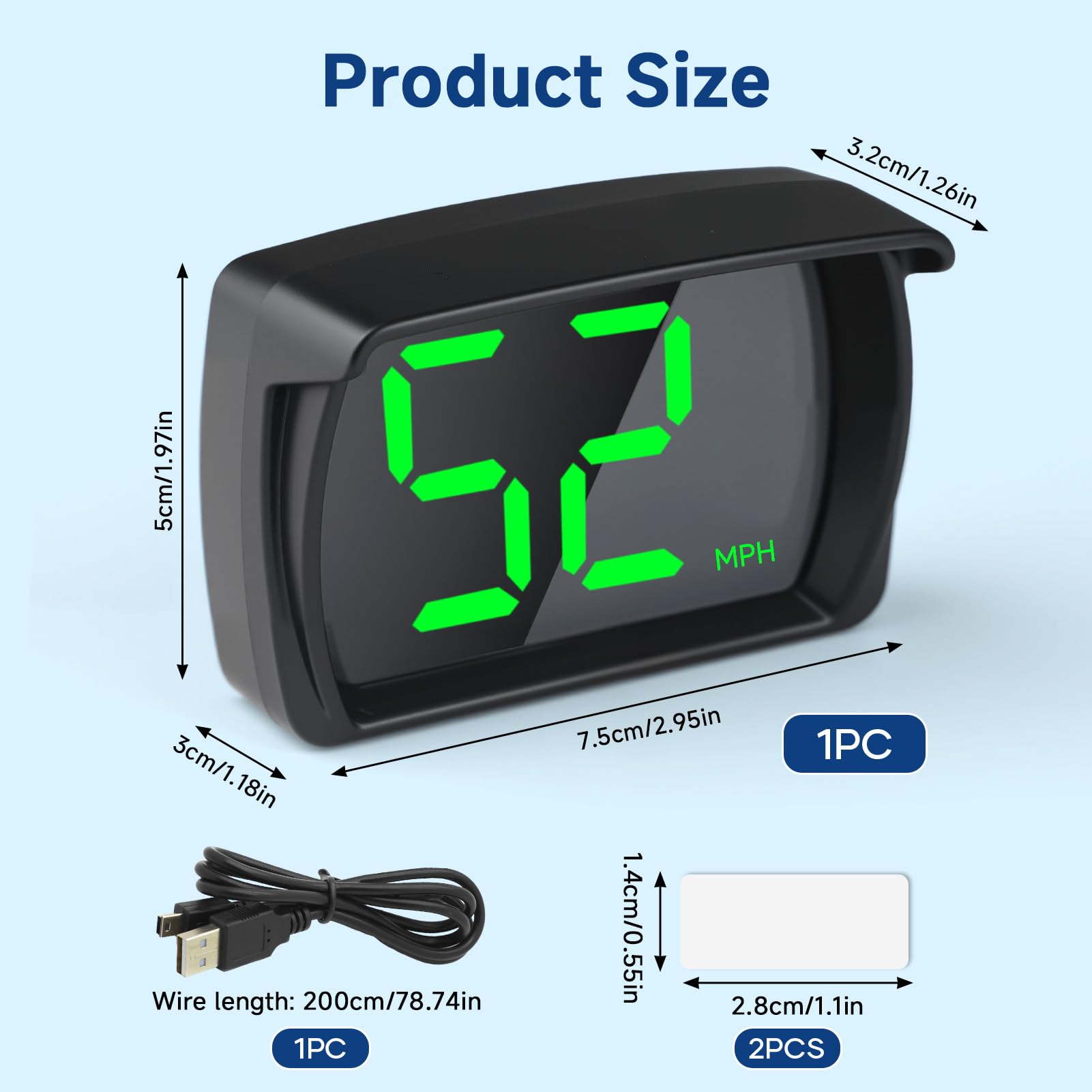 Digital Speedometer Car HUD GPS , MPH Speed Meter With LED Large Font ...