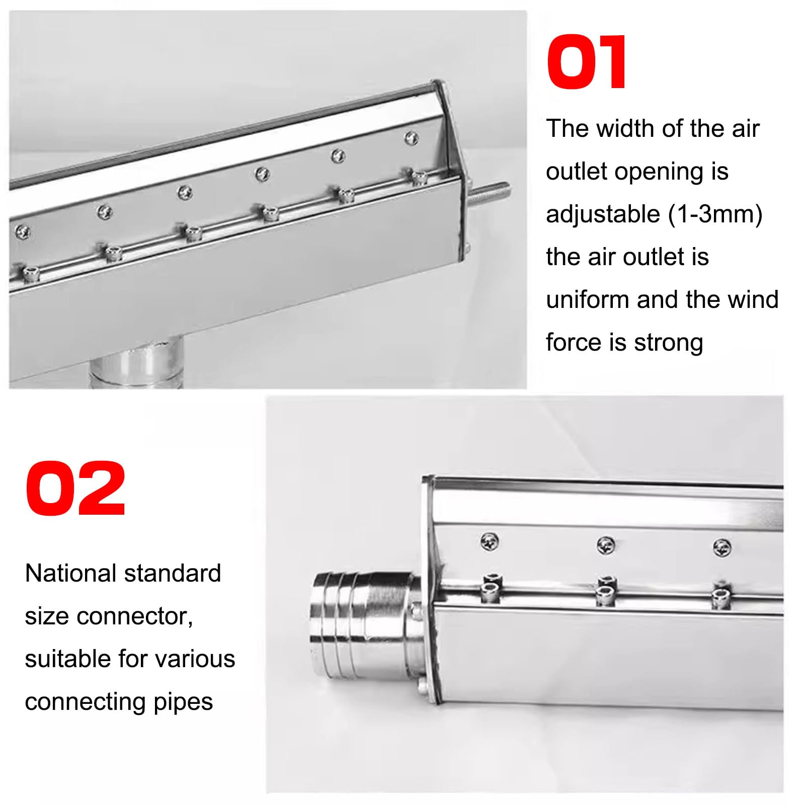 Soplador de cuchillo de aire de acero inoxidable 304, 0.1-3 mm, espacio de salida de aire ajustable, para línea de producción industrial, soplado de polvo, uso con compresor de aire, 300 mm