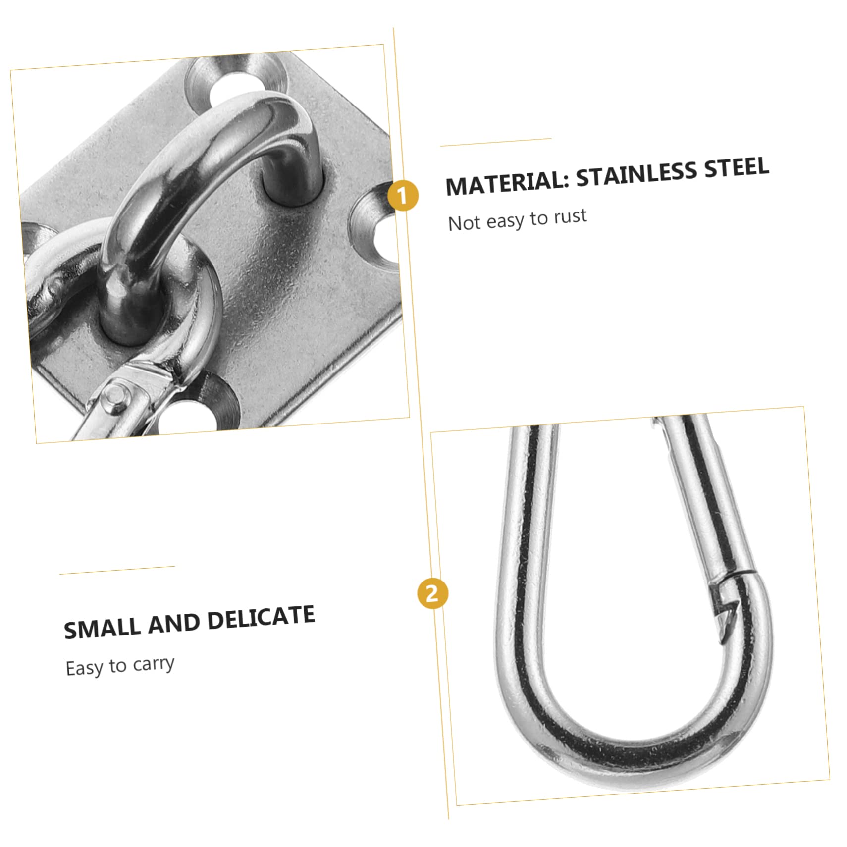 Happyyami Stainless Steel Fixed Plate Load-Bearing Capacity Swing Hook Carabiner Clip Metal Swing Hook