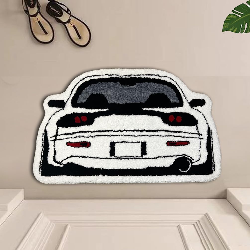 Car Shaped Bath Mats for Bathroom,Soft Shaggy Bath Rug Non Slip Entry Door Mat Home Decor Unique Funny Cartoon Thick Plush Area Rugs for Kids Bedroom,Living Room,Bedside,Playroom 25" x 39"