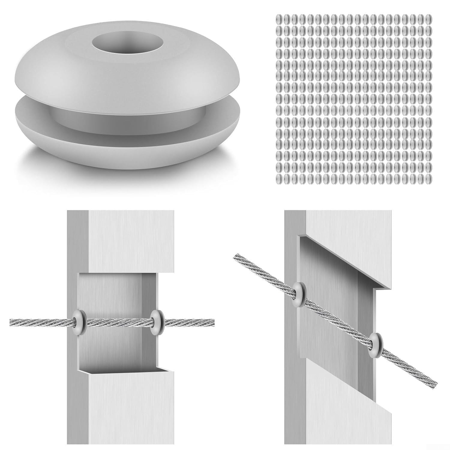 Occhielli in gomma per pali metallici da 1/8" e 5/32", confezione da 200, resistenti alle intemperie e all'umidità, per una maggiore protezione esterna