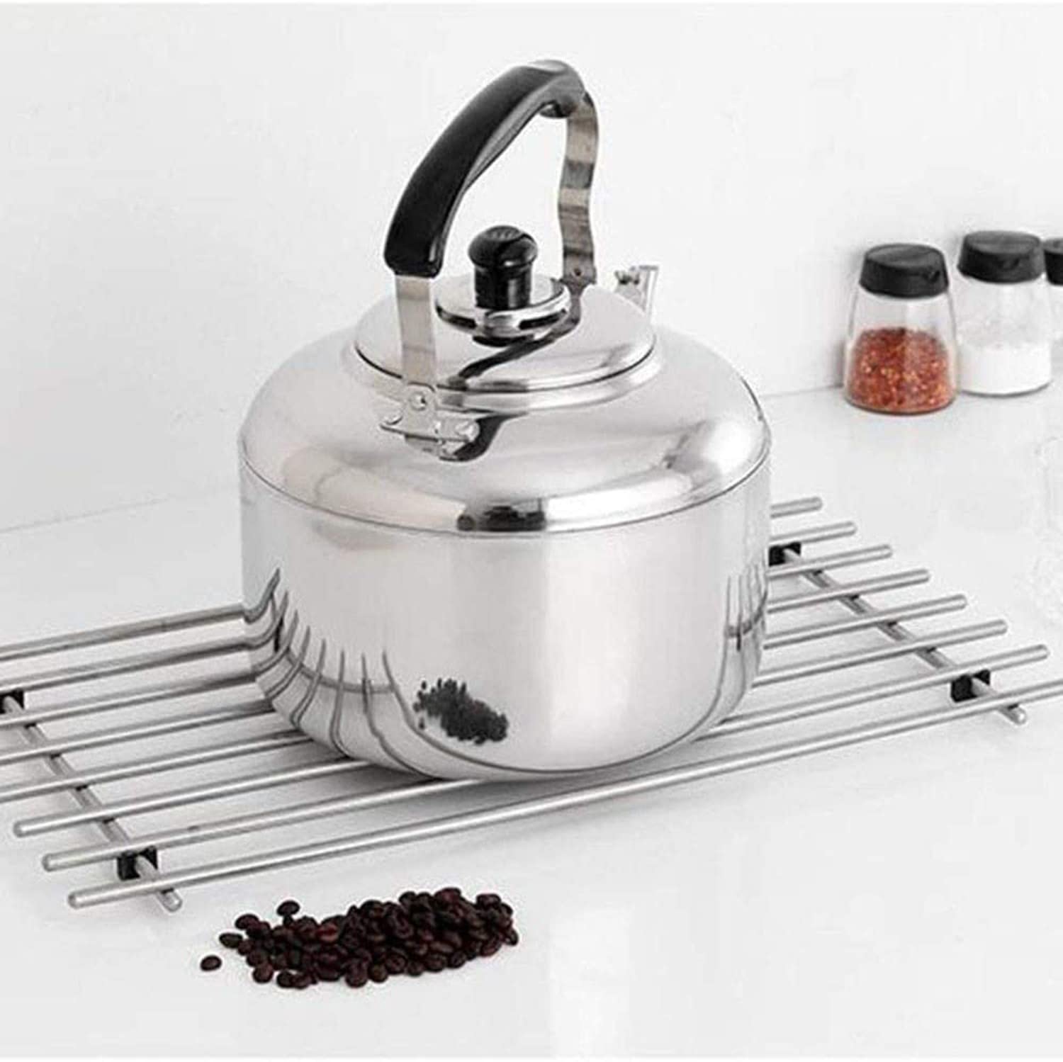Tetera silbante de 10 litros, mango ergonómico de acero inoxidable resistente, ideal para todas las estufas, perfecto para té, café, uso en interiores y exteriores
