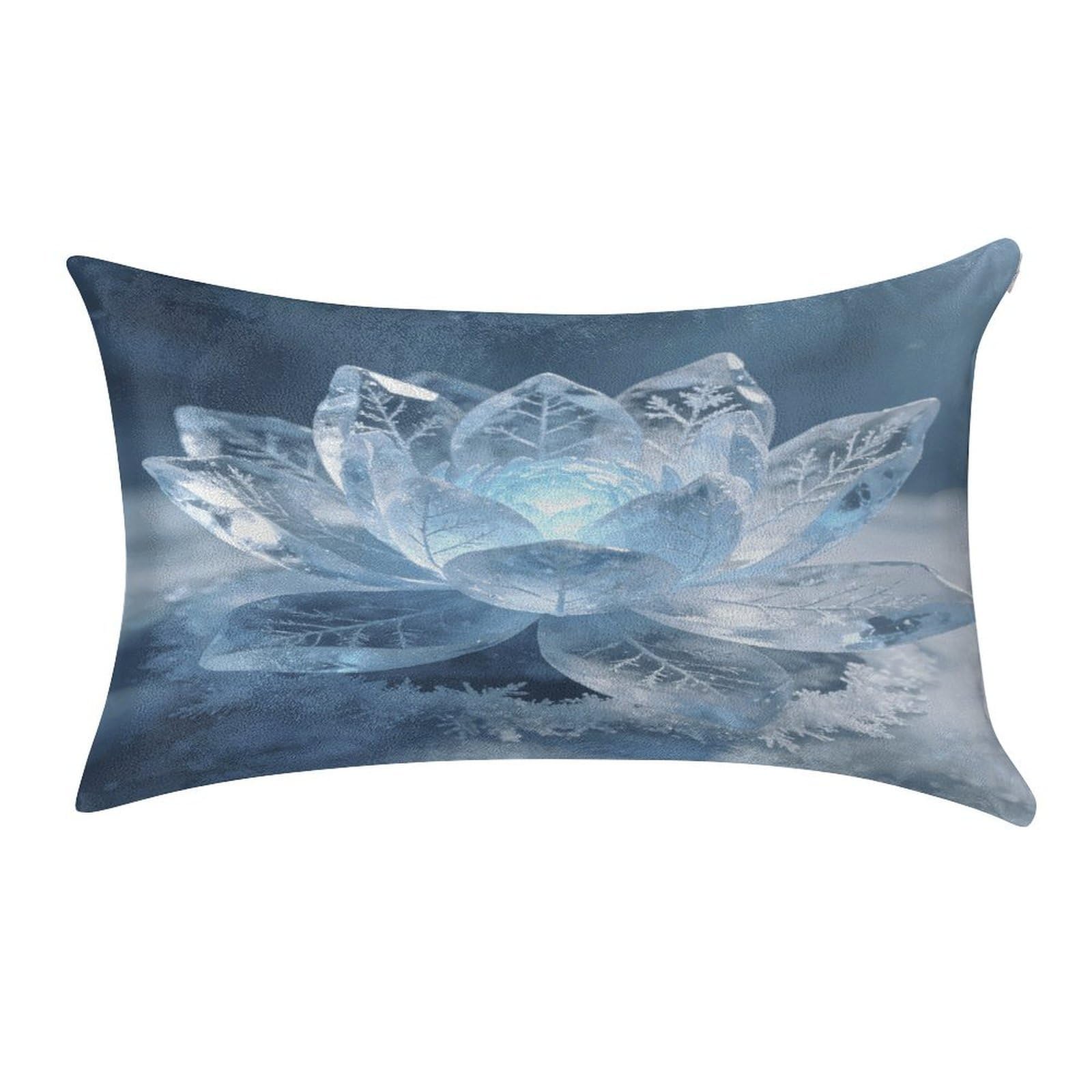 Fodpand Style Frost Lotus Glowing Light Pillowcase,Elegant Designed Home Decor,Velvet Pillowcase,Soft And Cozy,Pillow Case Cover With Hidden Zipper For Bedroom, Sofa, Couch