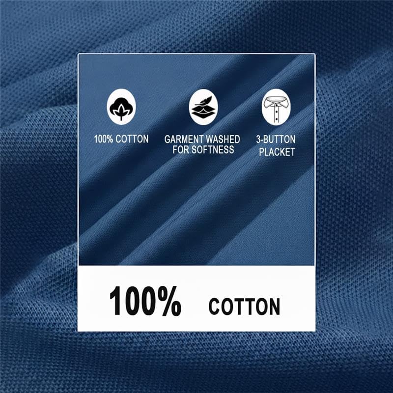 Short Sleeve Luxe Touch Polo, Heavyweight Pique Casual 100% Cotton Polo Shirt for Men 8 Oz - Image 5