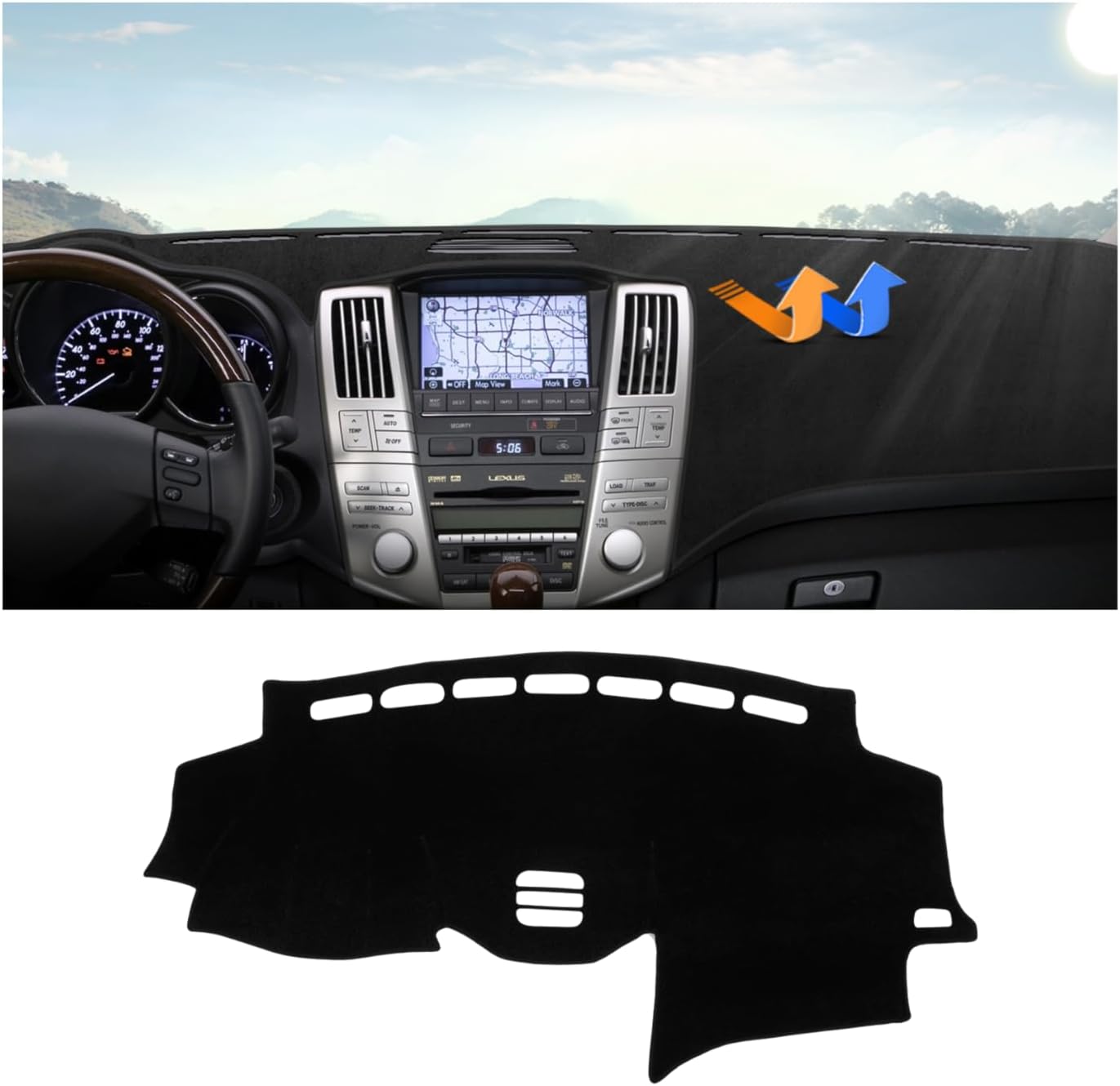 Autorder Dashboard Cover Mat for Lexus RX RX300/RX330/RX350/RX400 2004-2008 2009 Accessories Dash Cover Upgrade Flannel Dash Mat Sunshade Glare UV Rays Protector