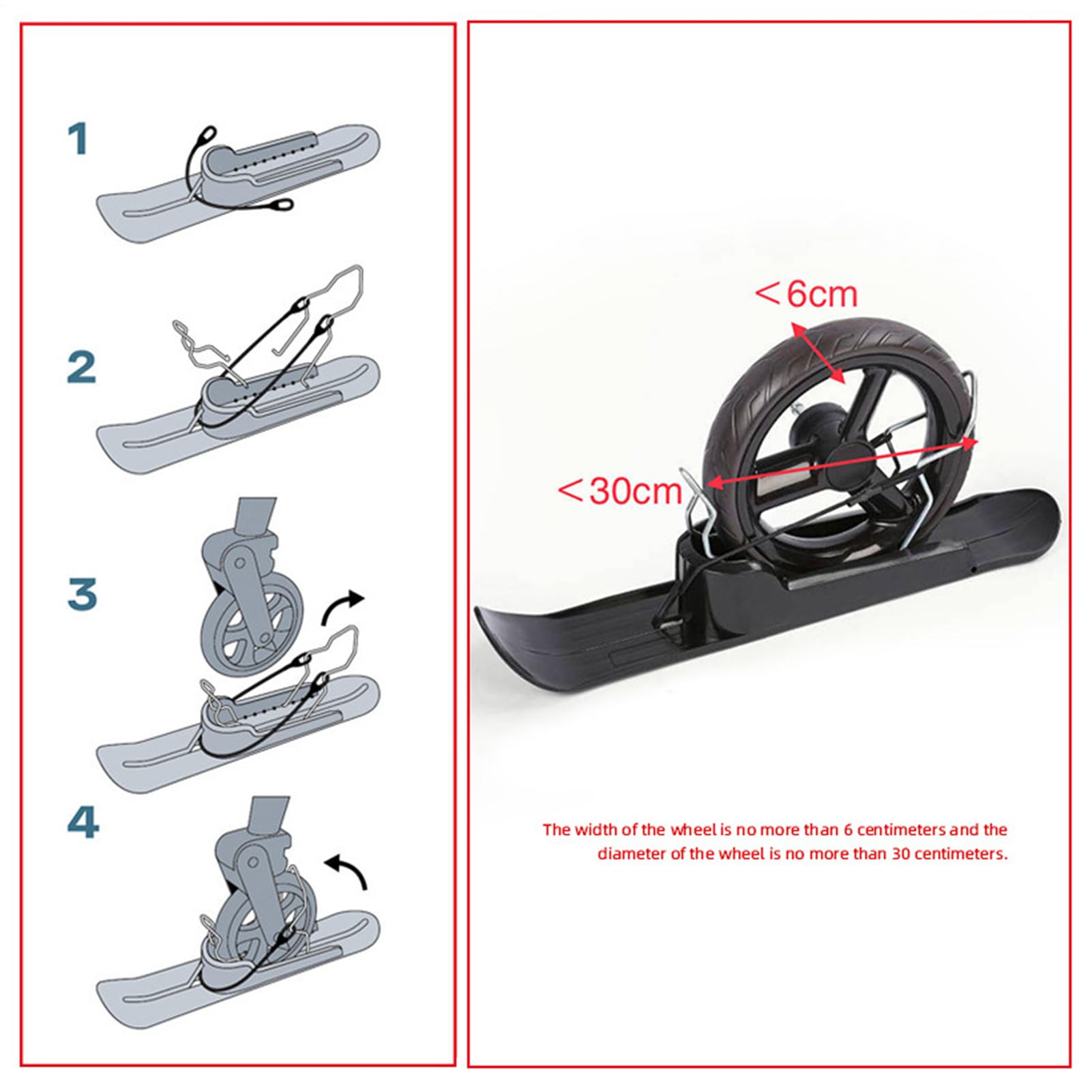 Winter Glide Kit – Attrezzatura per la mobilità dei bambini | Costruzione leggera con clip a montaggio rapido e conversione a doppia modalità per viaggi sulla neve, ciclismo, bici senza equilibrio