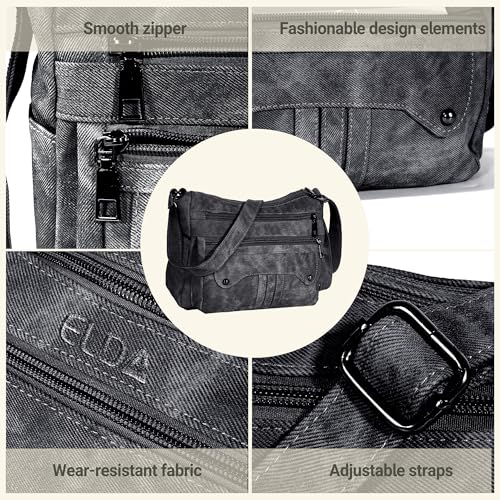 ELDA Purses for Women PU Leather Shoulder Bag Crossbody Purse Lightweight Pocketbook Ladies Handbag (C02-Black) by ELDA - Used condition - Image 5