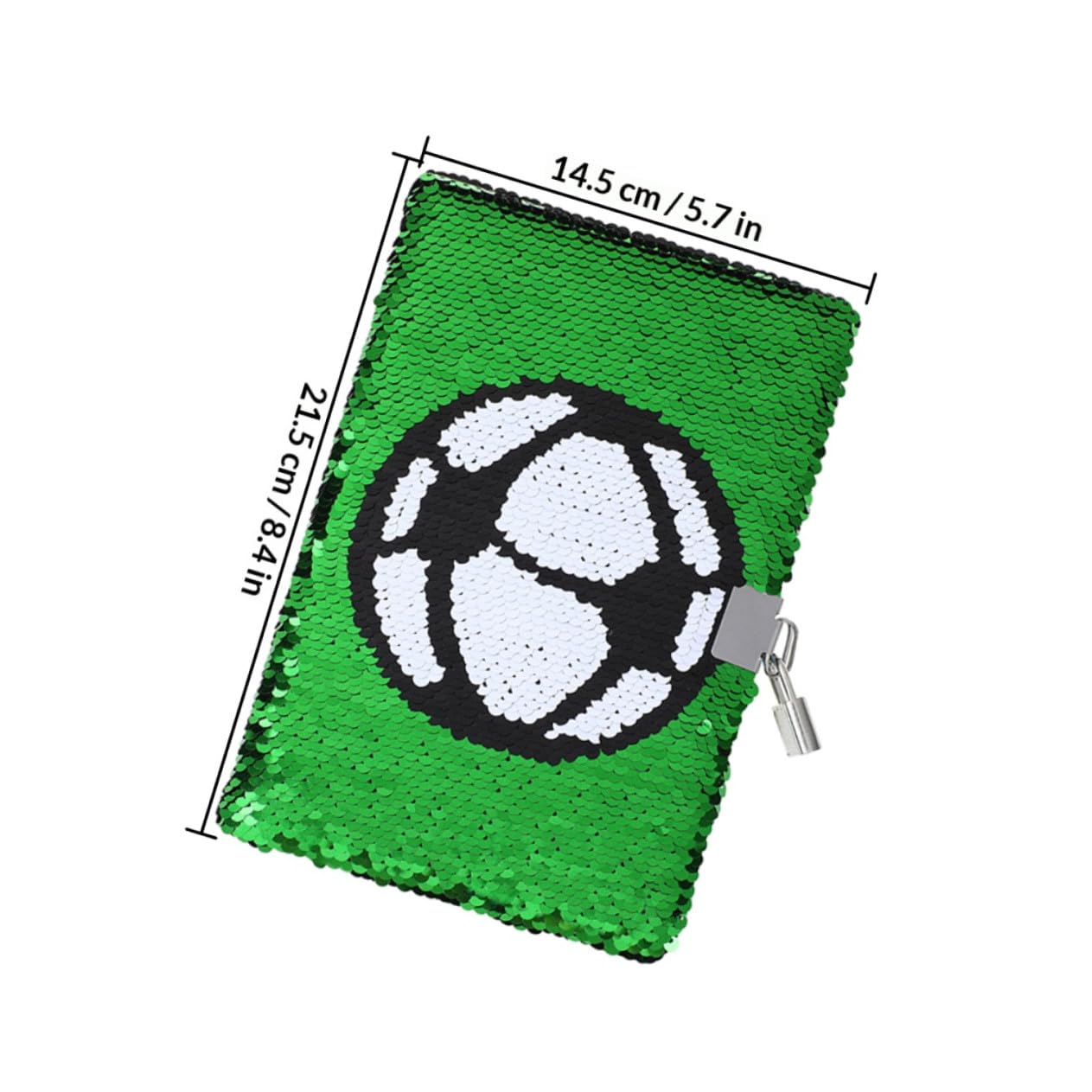 KESYOO Diario con Lucchetto e Paillettes Reversibili Tema Calcio Set 2 Pezzi Quaderno Portatile per Ragazzi e Ragazze Diario Scuola Calcio con Blocco Sicurezza Adolescente