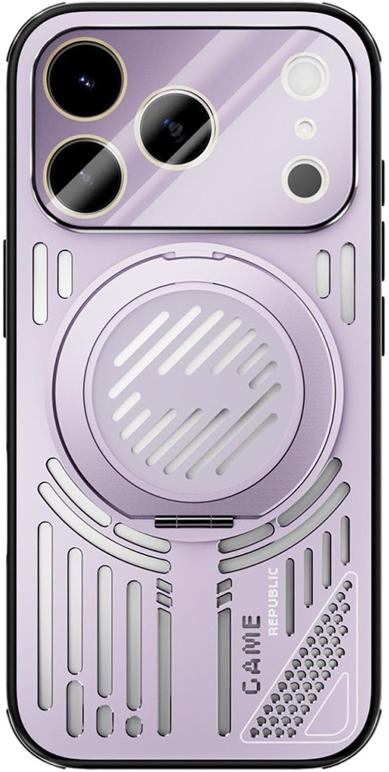 Hollow Magnetic Case for iPhone 17/17 Air/17 Pro/17 Pro Max, Slim Heat Dissipation Shell with Rotating Ring Holder Back Cover(Green,17 Air)