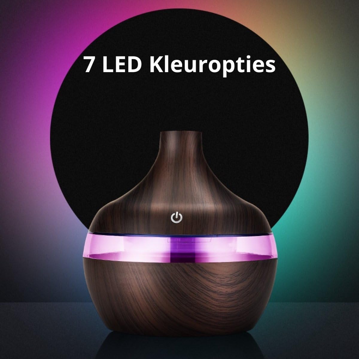 mobigon Wood Cool Mist Ultrasonic Humidifier for Room Moisture, Aroma Diffuser for Home, 300ml Essential Oil Diffuser with 7 Colorful Night Light, Auto Shut-Off, Home, Office, car (D. Dark Brown)