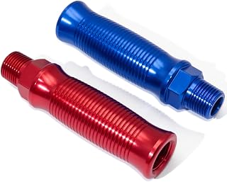 CheeMuii Glad Hand Handle Transverse Stripe Handle Anodized Aluminum Extension Handle Set Red Blue Glandhand for Semi Truck and Semi Trailers Easier Coupling